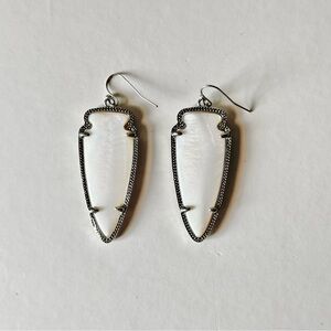 Kendra Scott Silver and White Arrowhead Earrings